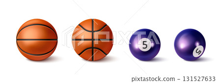 Realistic basketball and billiard ball designs 131527633