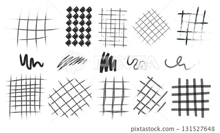 Hand drawn crayon grid set 131527648