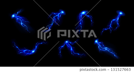 Electric thunder with blue bolt branches 131527663