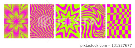 Psychedelic acid color illusion patterns set 131527677