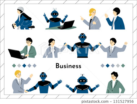 Business scene people and robots material collection 131527956