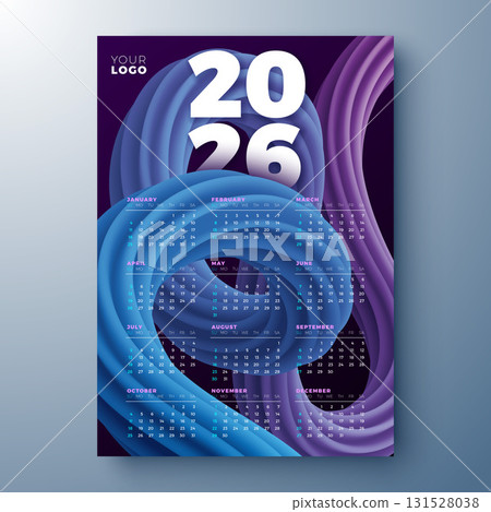 2026 Printable Calendar Design Template with Number Symbol and Whole Annual Monthly Typography on White Background for New Year. Schedule Planner Illustration for Wall Poster, Card Calendar 2026 Printable Calendar Design Template with Number Symbol and Whole Annual Monthly Typography on White Background for New Year. Schedule Planner Illustration for Wall Poster, Card Calendar 131528038