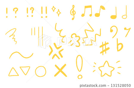 手繪風格符號圖示設定黃色簡單 131528050