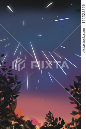 Shooting star and night sky illustration background material 131528266