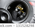 Close up of LPG gas tank multi valve with safety shut off and wiring connection 131528298