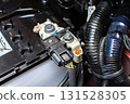 Car battery negative terminal with sensor and wiring harness 131528305