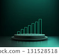 business growth chart neon green bars on dark teal stage 3d podium for finance success marketing analysis and digital data visualization in modern corporate presentation background 131528518