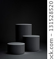3d pedestal podium display with black background for product showcase mockup modern minimalist stage design suitable for awards cosmetic presentation and commercial branding 131528520