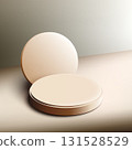 mockup podium display with minimalist 3d sphere in soft peach gradient wall background for product showcase and branding presentation in modern showroom style 131528529
