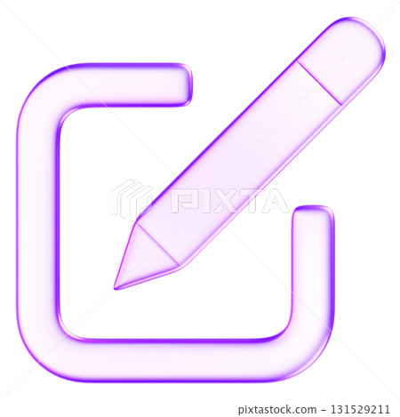 3D glassmorphism pencil icon inside square frame. Minimal style symbol representing writing, editing, note taking, creativity, and documentation 3D glassmorphism pencil icon inside square frame. Minimal style symbol representing writing, editing, note taking, creativity, and documentation 131529211