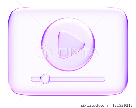 3D glassmorphism video player icon with play button. Minimal glossy purple symbol representing media, movie, online content, and streaming. Perfect for digital apps, social media 3D glassmorphism video player icon with play button. Minimal glossy purple symbol representing media, movie, online content, and streaming. Perfect for digital apps, social media 131529215