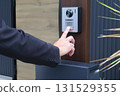 Male hand pressing the intercom 131529355