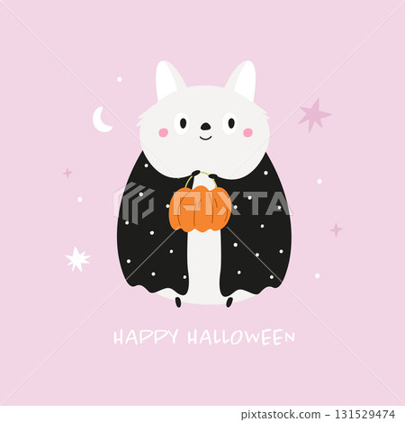 Cute Halloween Bat Character Holding a Pumpkin Cute Halloween Bat Character Holding a Pumpkin 131529474