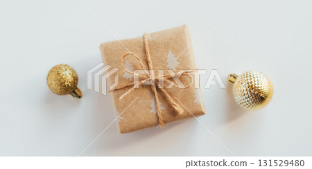 Christmas gift box on white background Christmas gift box on white background 131529480