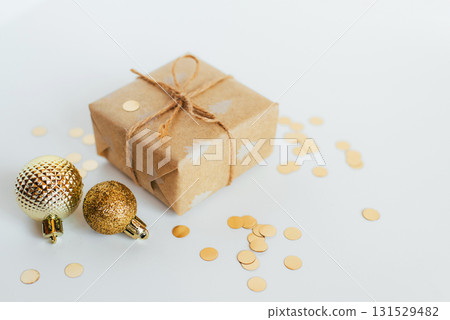 Christmas gift box on white background Christmas gift box on white background 131529482