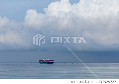 Container ship cargo shipping business logistic import and export freight transportation by container ship in open sea, Container loading cargo freight ship boat. 131529727
