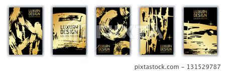 Poster texture gold. Grunge glam. Luxury party, vintage vertical background, card or flyer design. Foil fashion shape. Cover business. Golden brush abstract vector creative graphic garish template set Poster texture gold. Grunge glam. Luxury party, vintage vertical background, card or flyer design. Foil fashion shape. Cover business. Golden brush abstract vector creative graphic garish template set 131529787