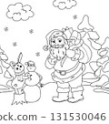 Coloring book for children, Santa Claus with rabbit.  131530046