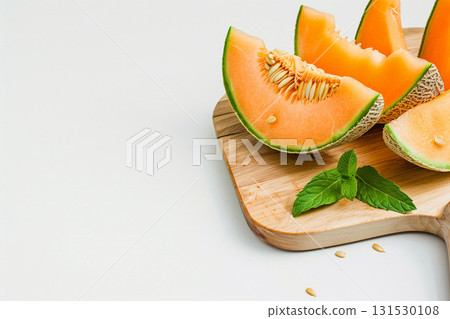 白色背景下格外醒目的新鮮甜瓜 白色背景下格外醒目的新鮮甜瓜 131530108