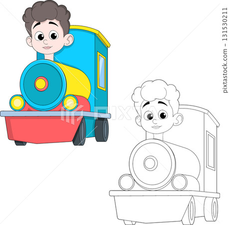 Cute Cartoon Train Character Illustration for Kids Cute Cartoon Train Character Illustration for Kids 131530211