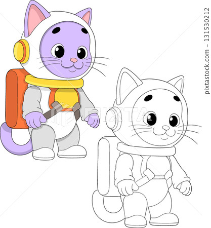Cute Space Explorer Cat Cartoon Illustration Cute Space Explorer Cat Cartoon Illustration 131530212