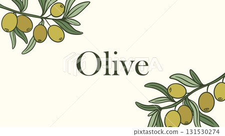 Template with green olive branches 131530274