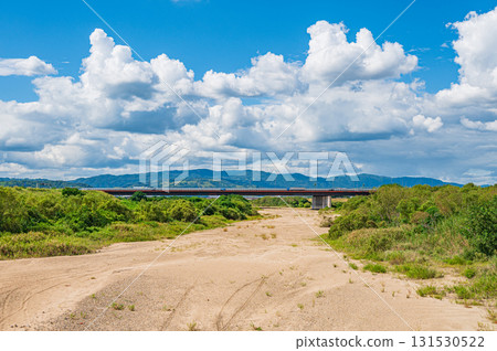 京都府八幡市上津屋橋下游木津川乾涸的河床 131530522