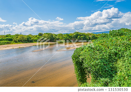 京都府八幡市上津屋橋下游的木津川風景 131530530