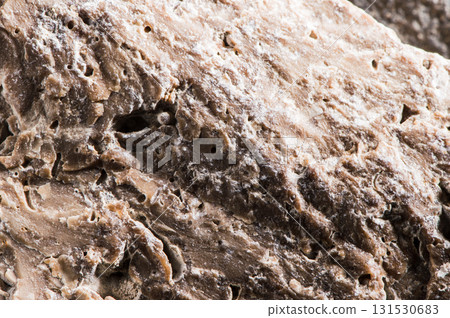 The macro shows a gray stone with cracks 131530683