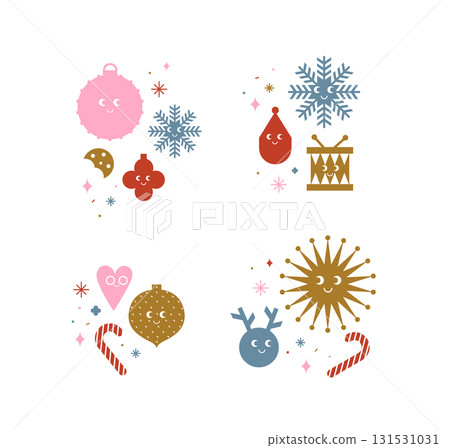 Christmas cute cartoon labels set 131531031