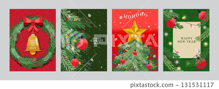 Minimal Christmas Greeting Card Collection with Geometric Holiday Illustrations 131531117