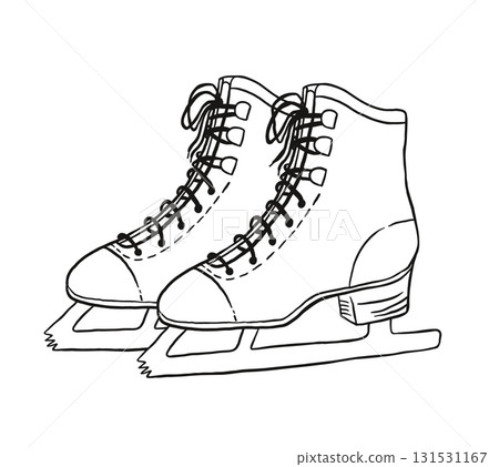 Hand drawn ice skates vector illustration. Winter Sport. Figure skating Hand drawn ice skates vector illustration. Winter Sport. Figure skating 131531167