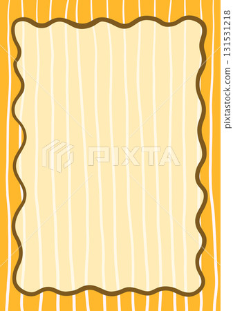 Brown wavy frame on yellow striped background for invitations and posters Brown wavy frame on yellow striped background for invitations and posters 131531218