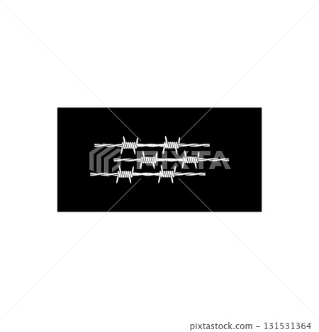 Thorn crown silhouette icon, vector cartoon illustration with sharp barbed wire elements, Thorn crown silhouette icon, vector cartoon illustration with sharp barbed wire elements, 131531364