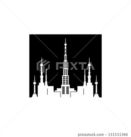 building icon in the middle of the city 131531366