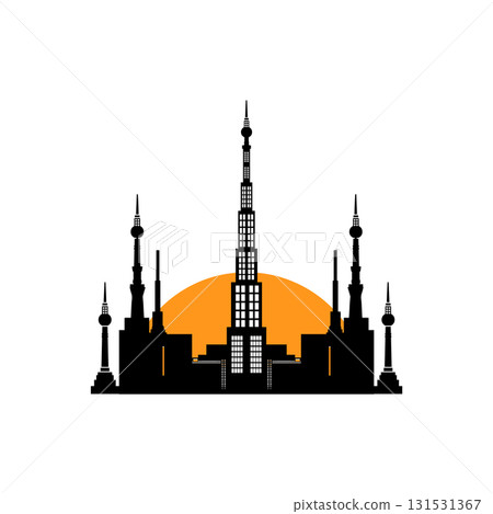 building icon in the middle of the city, vector illustration 131531367