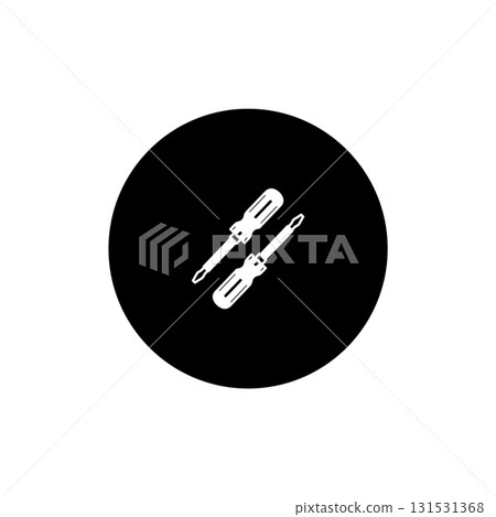 screwdriver icon, vector illustration on black circle background 131531368