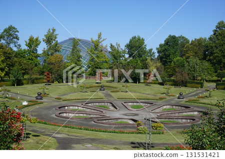 Tottori Flower Corridor, one of Japan's largest flower parks: Foggy Garden 131531421