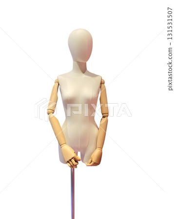 Human mannequin torso with wooden articulated arms for fashion design and art modeling Human mannequin torso with wooden articulated arms for fashion design and art modeling 131531507