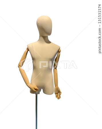 Human mannequin torso with wooden articulated arms for fashion design and art modeling Human mannequin torso with wooden articulated arms for fashion design and art modeling 131531574