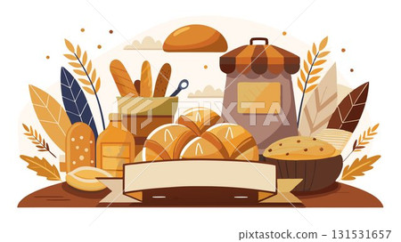 A charming artisan bakery concept emphasizing handcrafted bread, using locally sourced, organic ingredients, and traditional baking techniques, creating a welcoming atmosphere and building a reputati 131531657