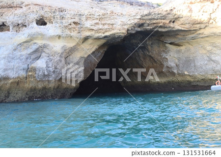 Sunlit Coastal Cliff in Algarve, Portugal Sunlit Coastal Cliff in Algarve, Portugal 131531664