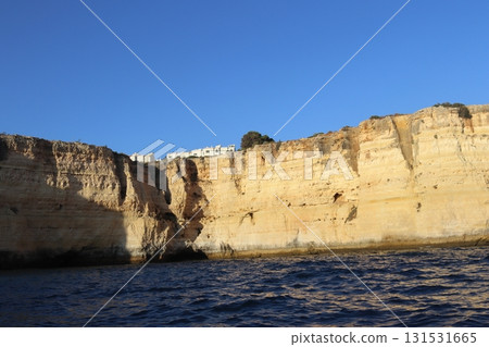 Sunlit Coastal Cliff in Algarve, Portugal Sunlit Coastal Cliff in Algarve, Portugal 131531665