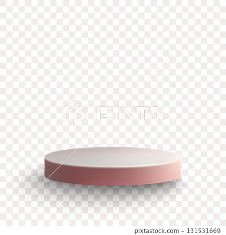 Minimalistic round beige-pink stand on a transparent background with a soft shadow for a premium product demonstration. Eps10 131531669