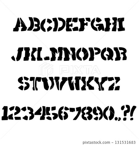 Wonky Glitch Distressed Typewriter typography font lettering ABC cartoon vector text Wonky Glitch Distressed Typewriter typography font lettering ABC cartoon vector text 131531683