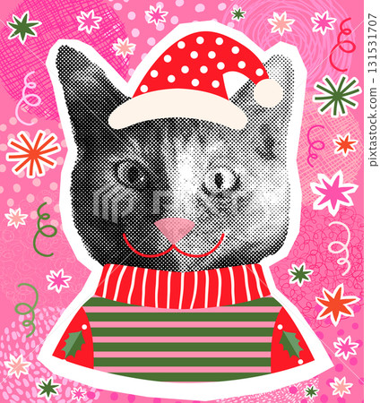 Cat Heads Santa Hats Individual 1048_6 131531707