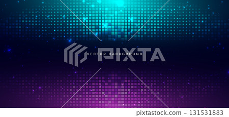 Technology futuristic square pattern blue and purple scene on dark background with lighting effect. 131531883