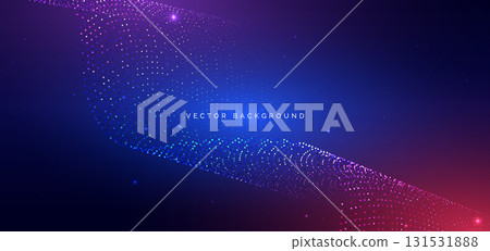 Technology dotted wave glowing on dark blue background. 131531888