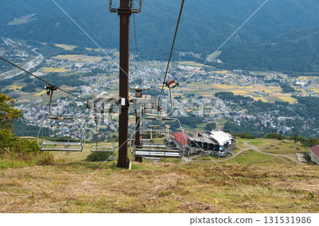 Usagidaira Terrace and the Hakuba Village skyline seen from the Alpen Quad Lift, Hakuba Village, Nagano Prefecture 131531986