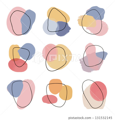 Colorful abstract shapes arranged in a grid pattern on a white background for creative design Colorful abstract shapes arranged in a grid pattern on a white background for creative design 131532145